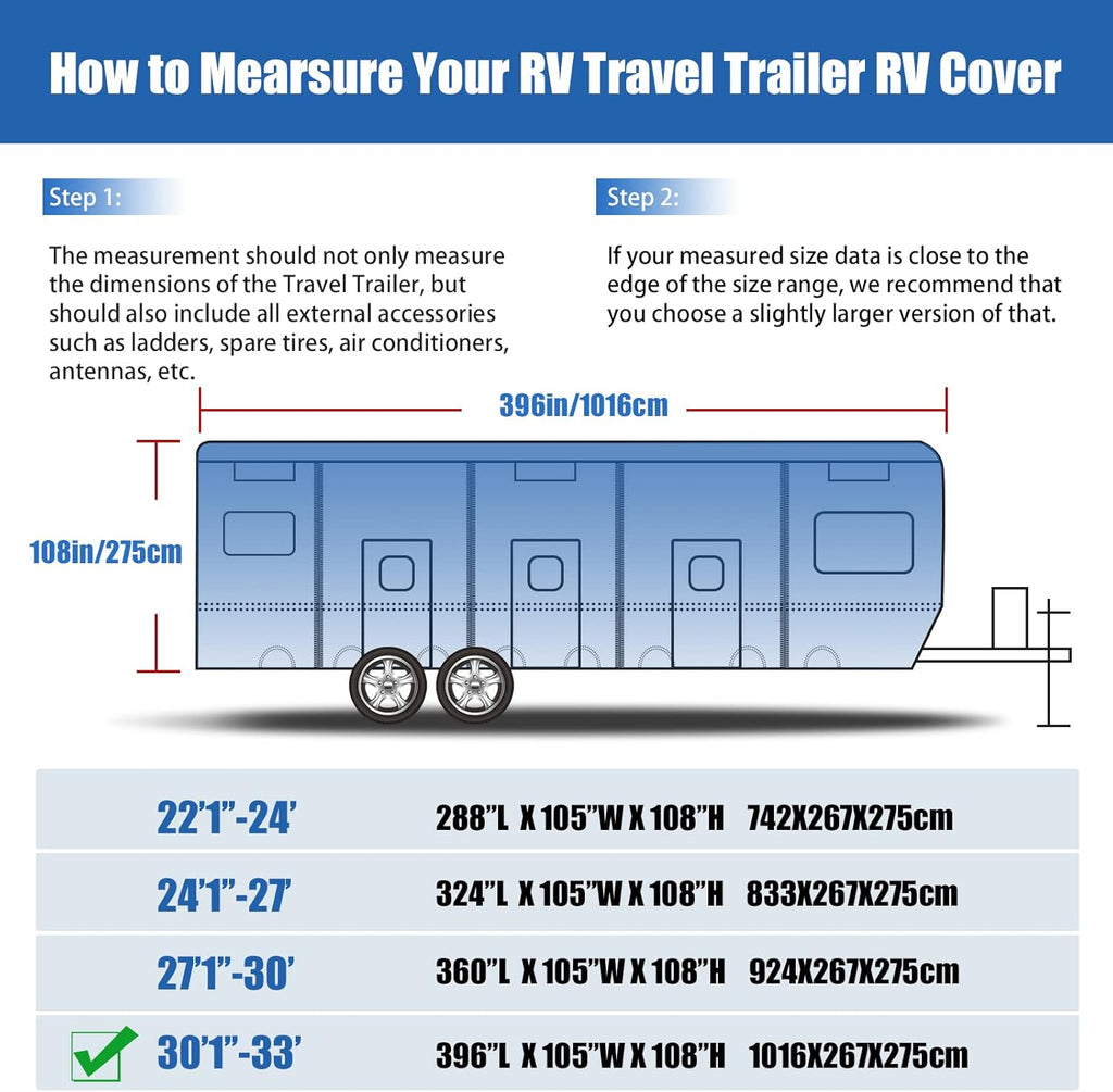 RV Cover 6 Layers Windproof Anti-Scratch UV Resistant (22'1''-24) Z69395