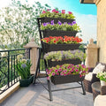 3.74FT Vertical Raised Garden Bed, 5 Tiers Elevated Garden Planters, Brown K155617