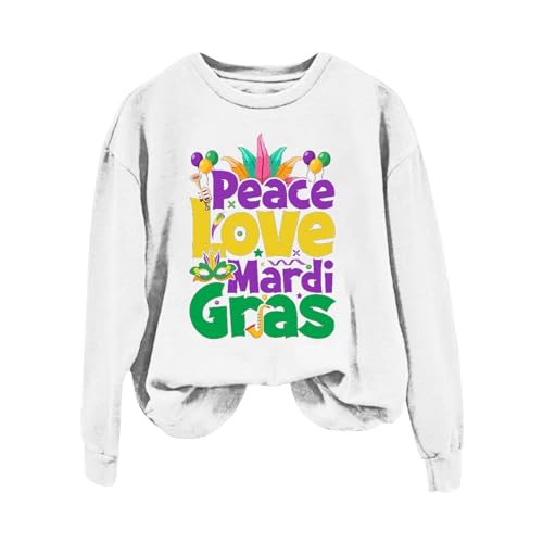 Mardi Gras Costume Letter Printed Round Neck Long Sleeve Top Tunic Tops V51443