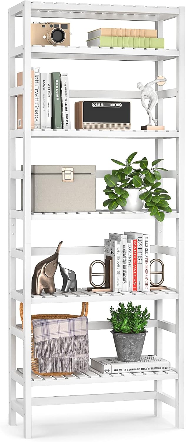 6 Tiers Bamboo Adjustable Tall Bookshelf Y1591