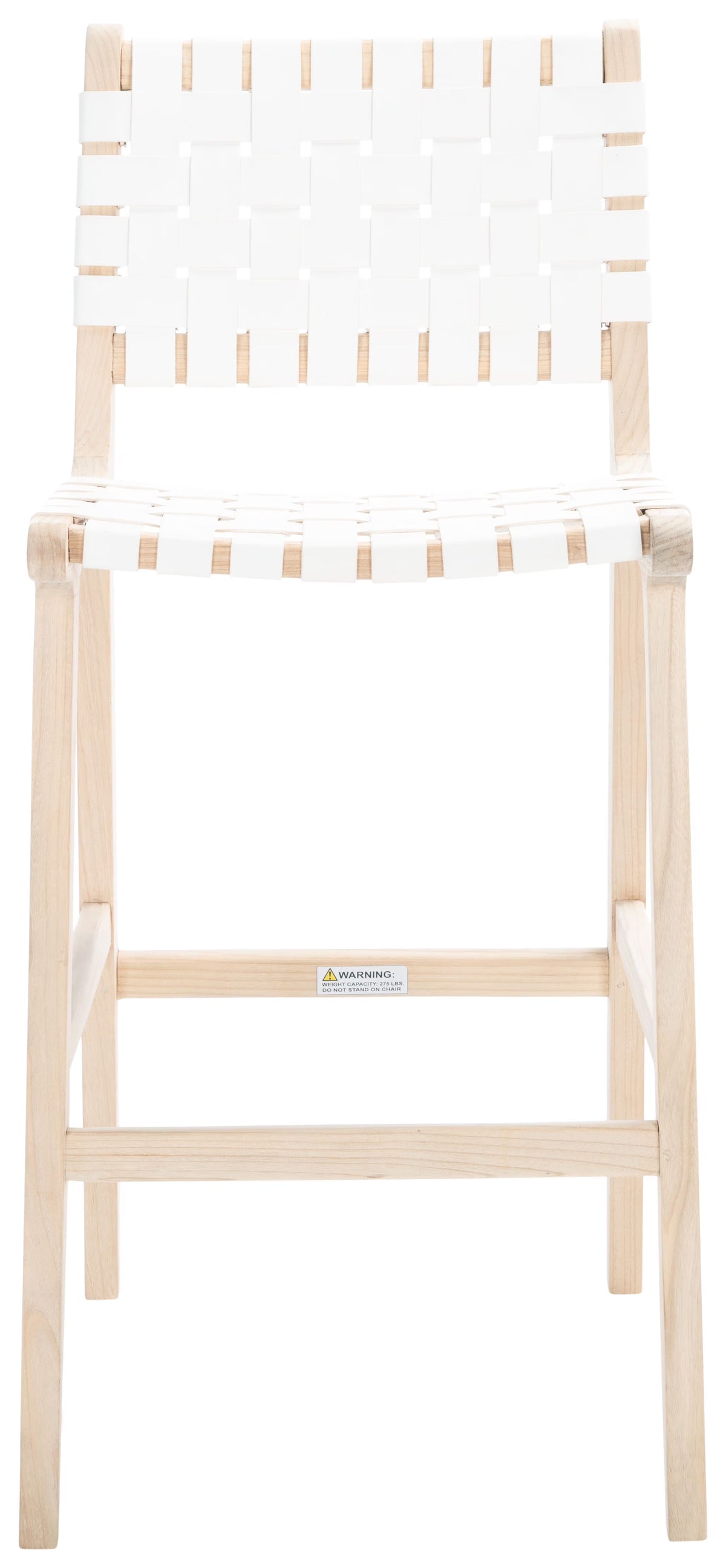 White/Natural Leather Bar Stool U607