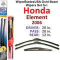 2006 Honda Element Beam Wiper Blades Set of 3 with Rear Wiper L772