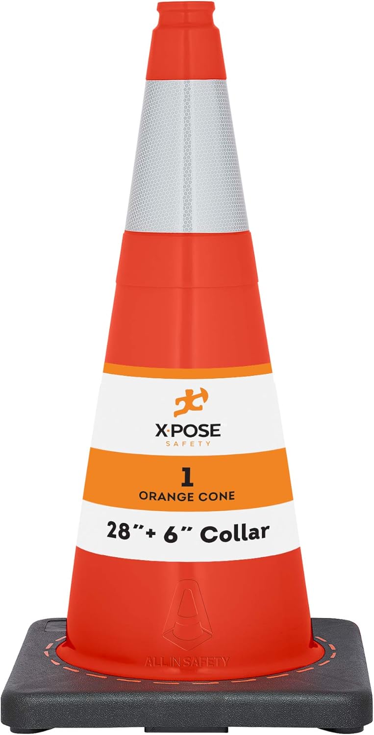 Orange PVC Plastic Traffic Cones with 6 Collar W314873