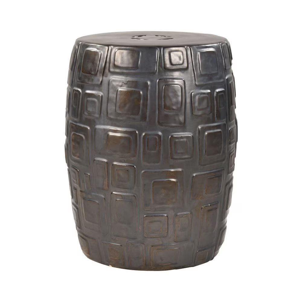 Dark Bronze Glaze Earthenware Stool X258