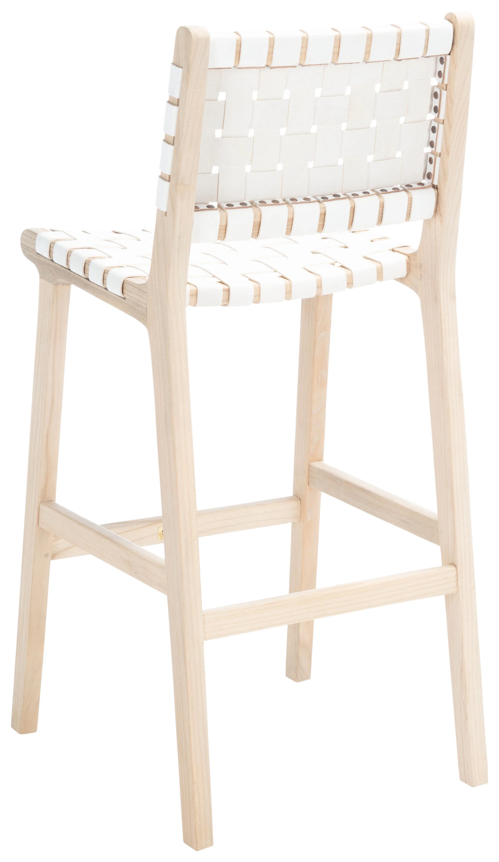 White/Natural Leather Bar Stool U607