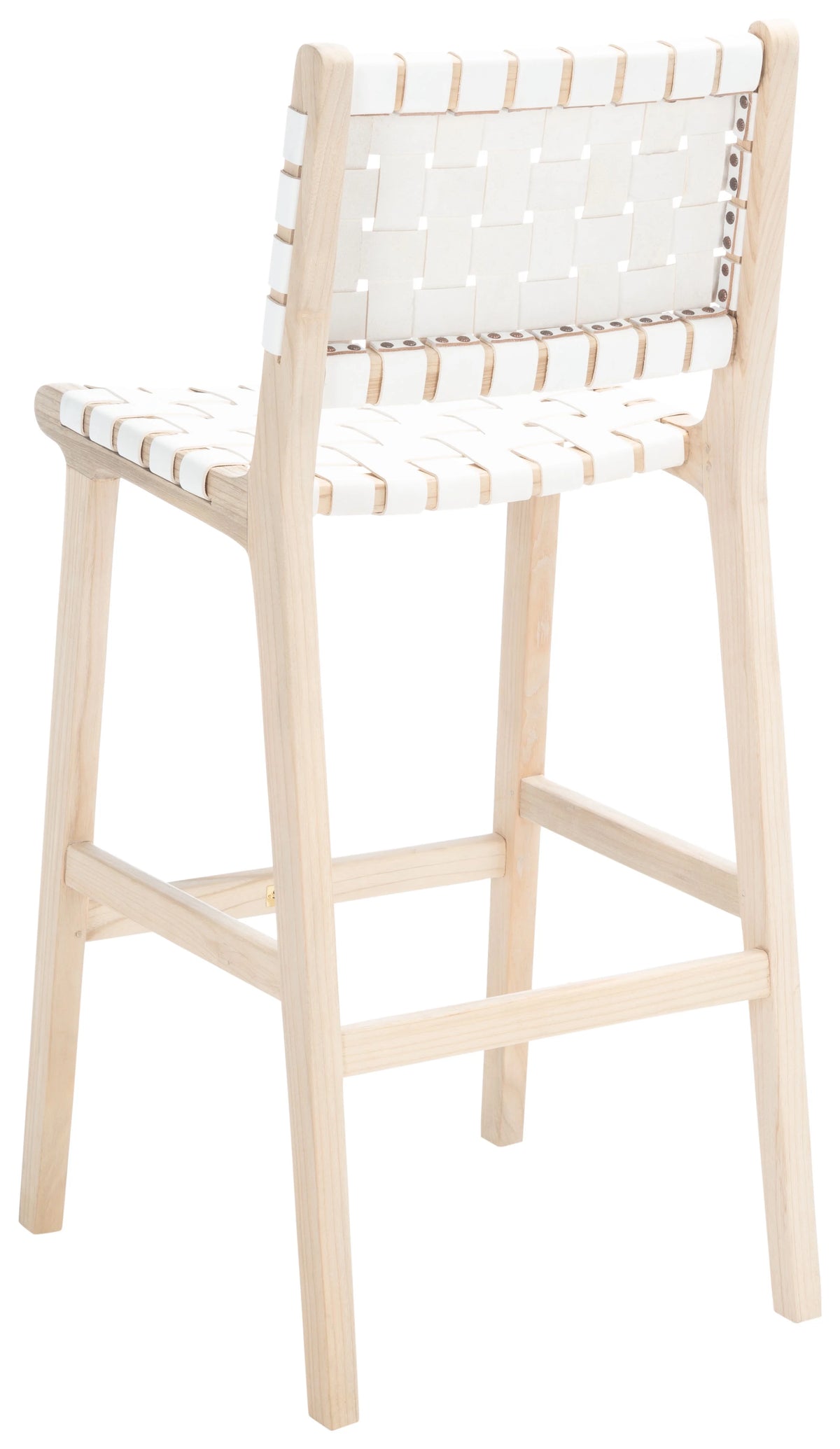 White/Natural Leather Bar Stool U607