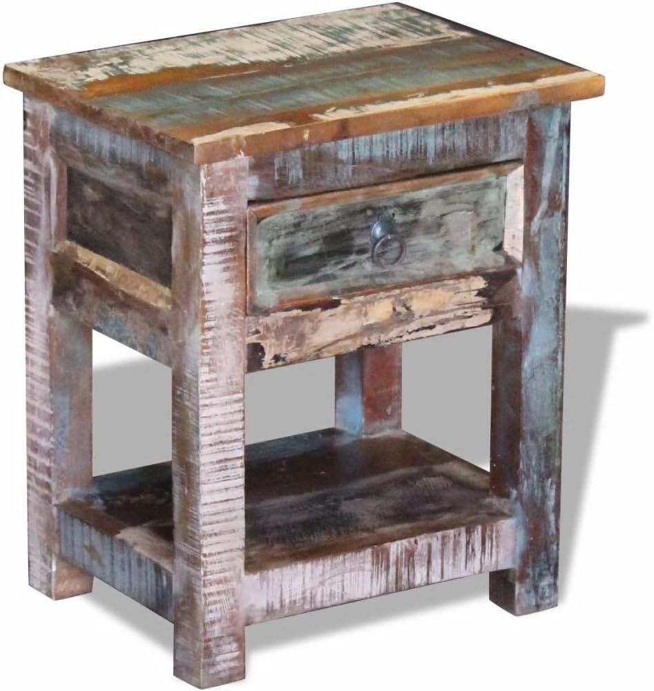 Solid Reclaimed Wood Side End Table with 1 Drawer I3203