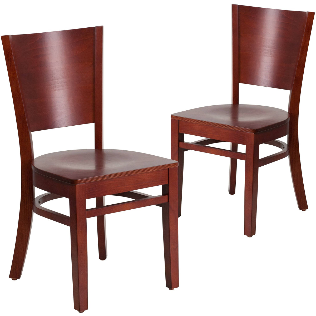 Solid Back Wooden Restaurant Chair with Black Vinyl Seat and Walnut Wood Frame I430578