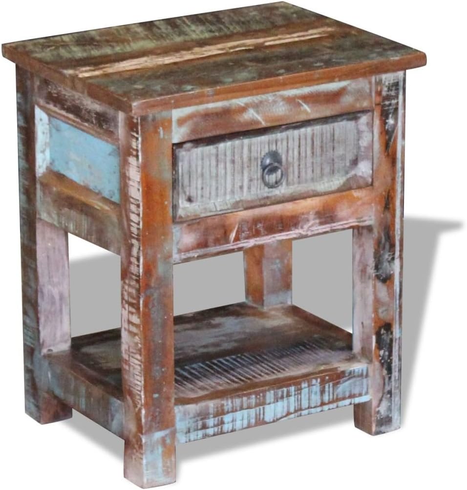 Solid Reclaimed Wood Side End Table with 1 Drawer I3203