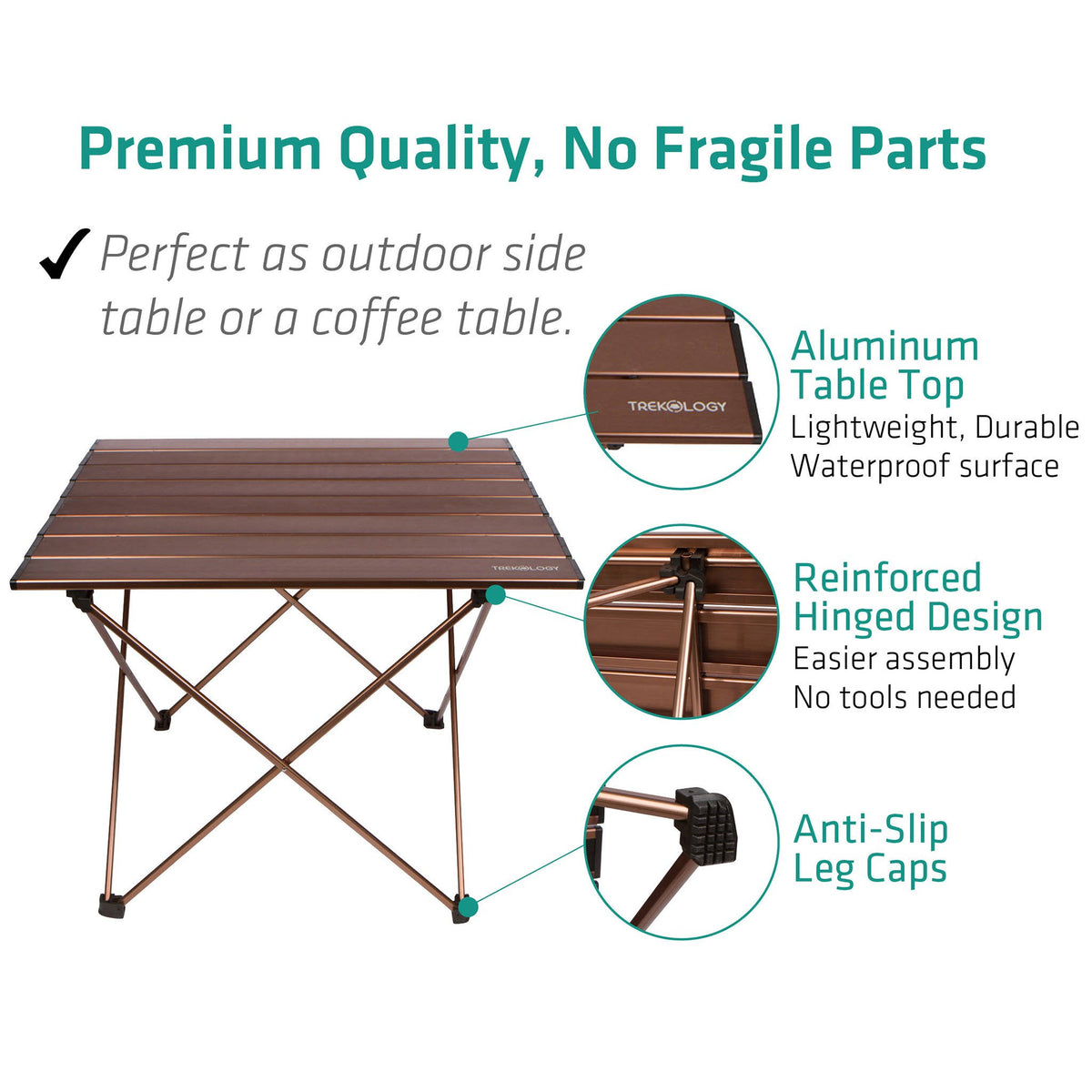 Blue Aluminum Portable Camping Side Table X76397