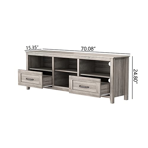 70" Wood TV Stand with 2 Drawers and 4 Storage Compartments S83179