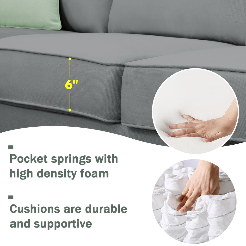 Grey Modular Sectional Sofa with Ottoman D386