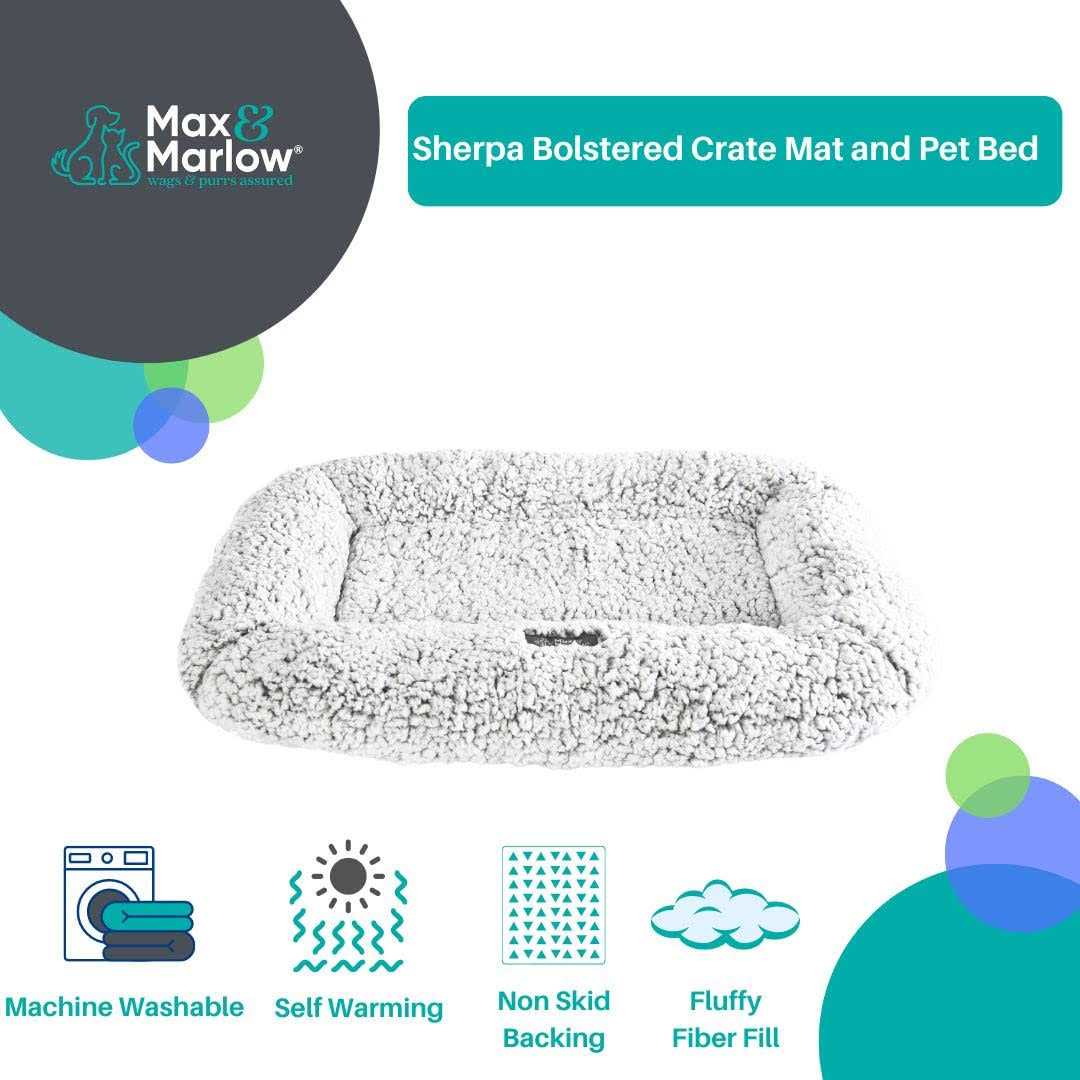 Plush Sherpa Bolstered Crate Mat Dog Cat Bed K590