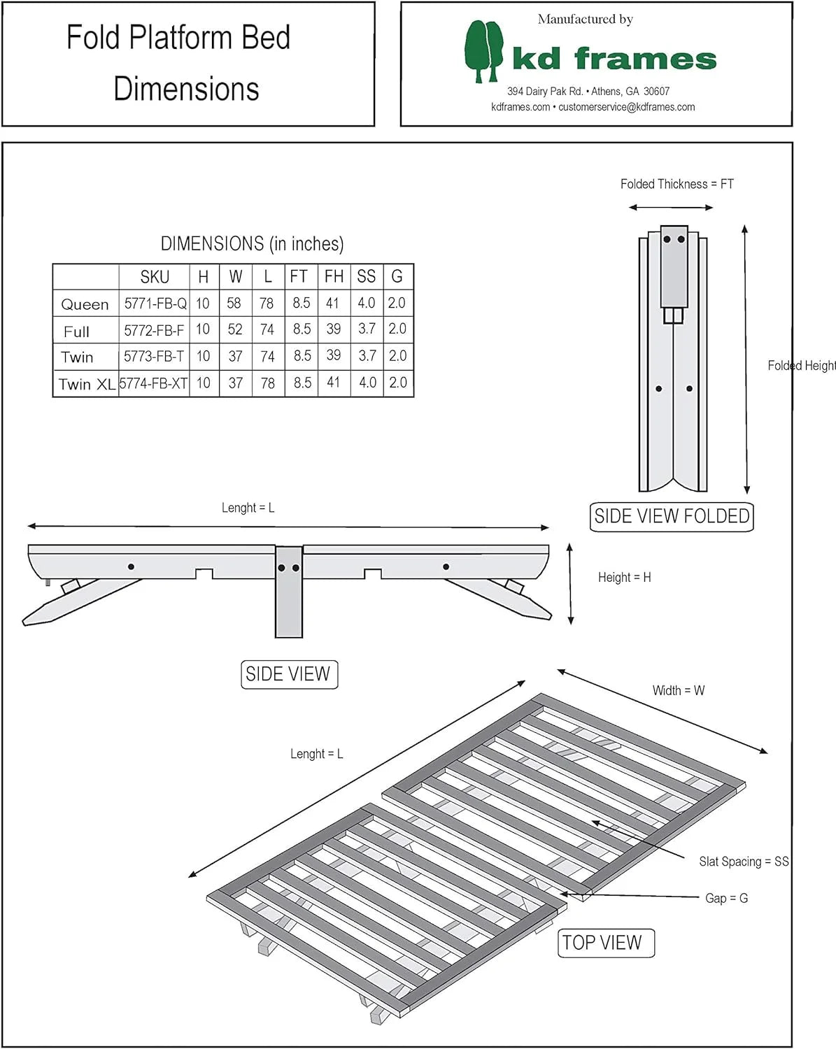 Queen Fold Platform Bed N5515