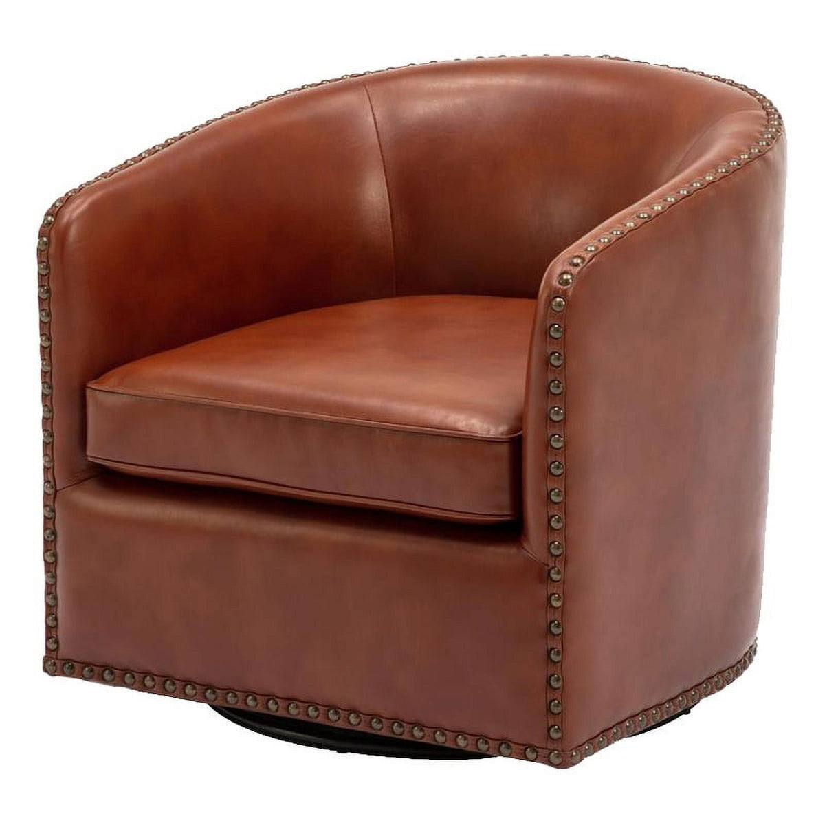 Caramel Faux Leather Swivel Arm Chair T6011
