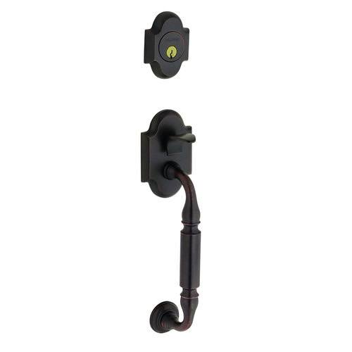 Canterbury Single Cylinder Satin Brass and Black Handleset with Colonial Knob X68054