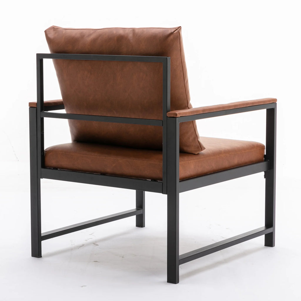 Orange PU Leather Metal Frame Accent Chair P24747