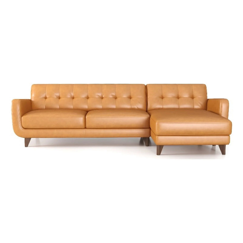 Brown Leather Right-Facing Sectional I931