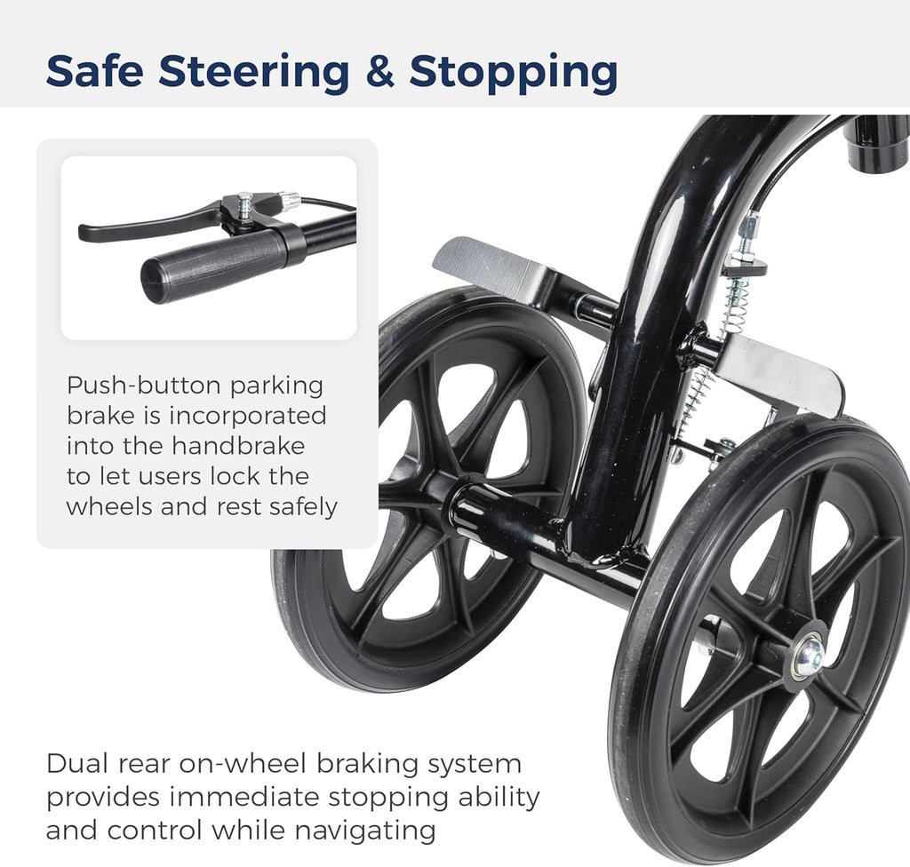 Black Steerable Folding Knee Scooter O670