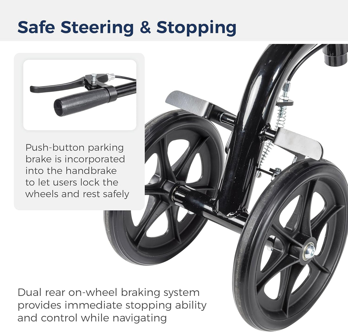 Black Steerable Folding Knee Scooter O670