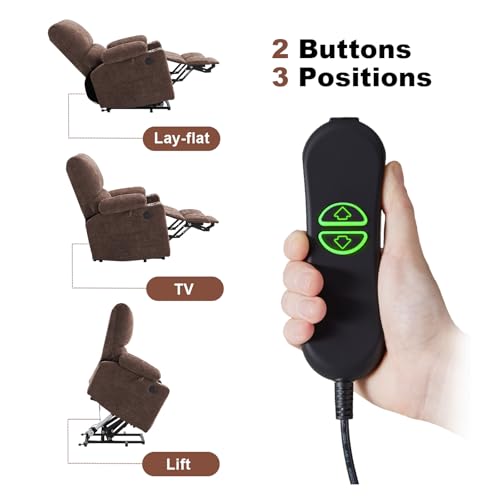 Coffee Chenille Power Lift Recliner Chair with Heat and Massage S621