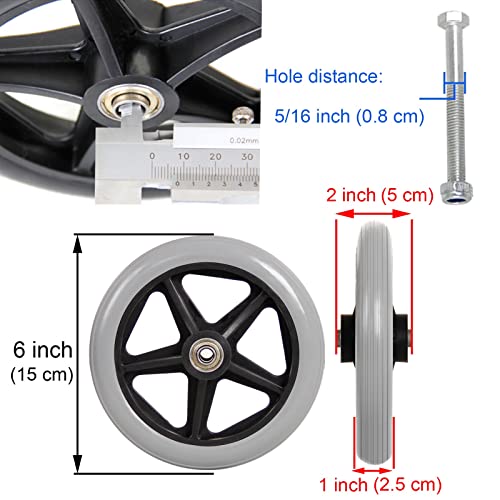 2 Pcs Front Castor Wheel, 7 Inch 8 Inch Wheelchair Wheels, Solid Rubber, With 5/16" (8 Mm) Bearing A940552