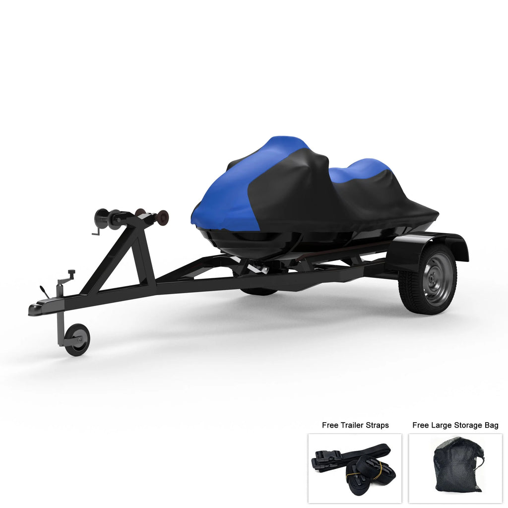 Blue Black All Weather Trailerable Jet Ski Cover with Trailer Straps and Storage Bag D975