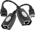 USB to RJ45 Extension Adapter over Cat5/Cat5e/Cat6 Cable up to 150ft Black Pack of 2 E8759