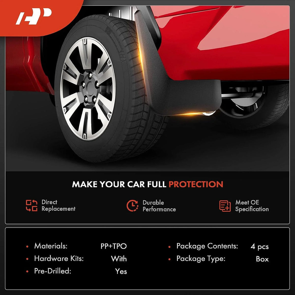 4-PC Splash Guard Mud Flaps Set S2294