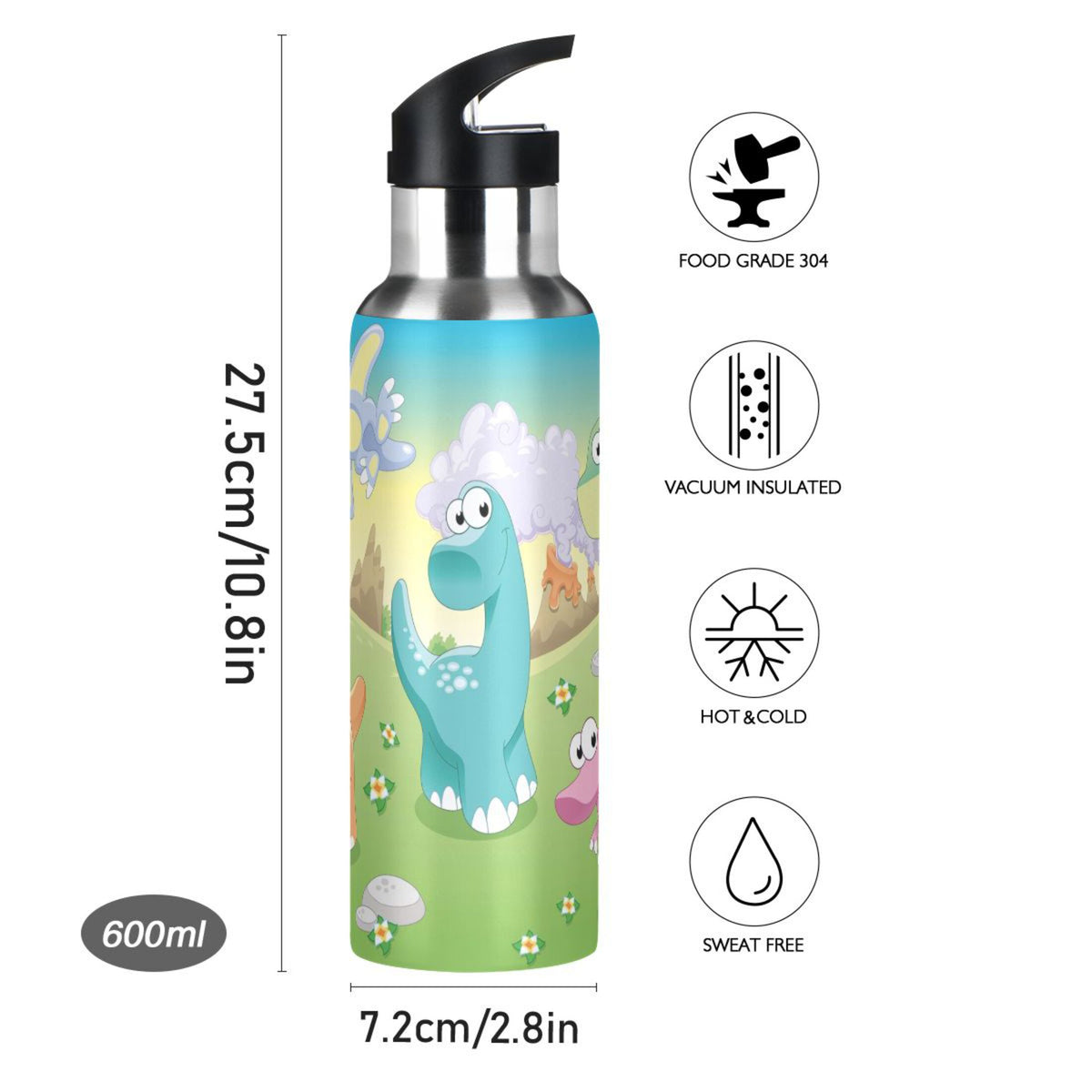 Stainless Steel Vacuum Insulated Water Bottle with Straw Lid 20 OZ M184476