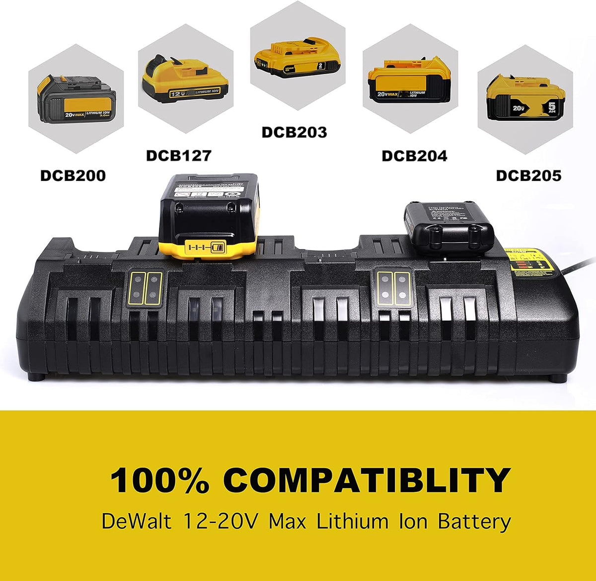 4-Port Battery Charger for Dewalt 12V/20V Max Lithium Battery, Pack of 2 O79909