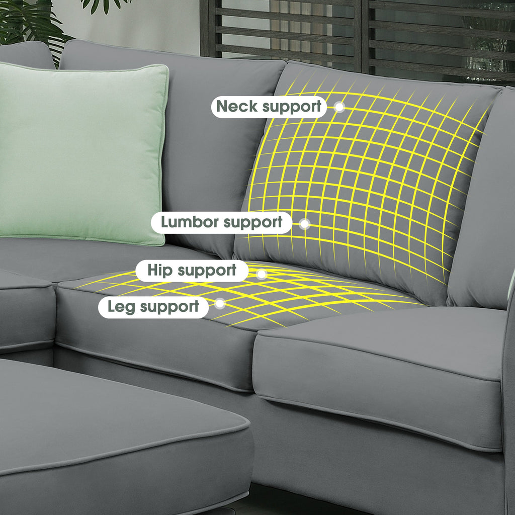Grey Modular Sectional Sofa with Ottoman D386
