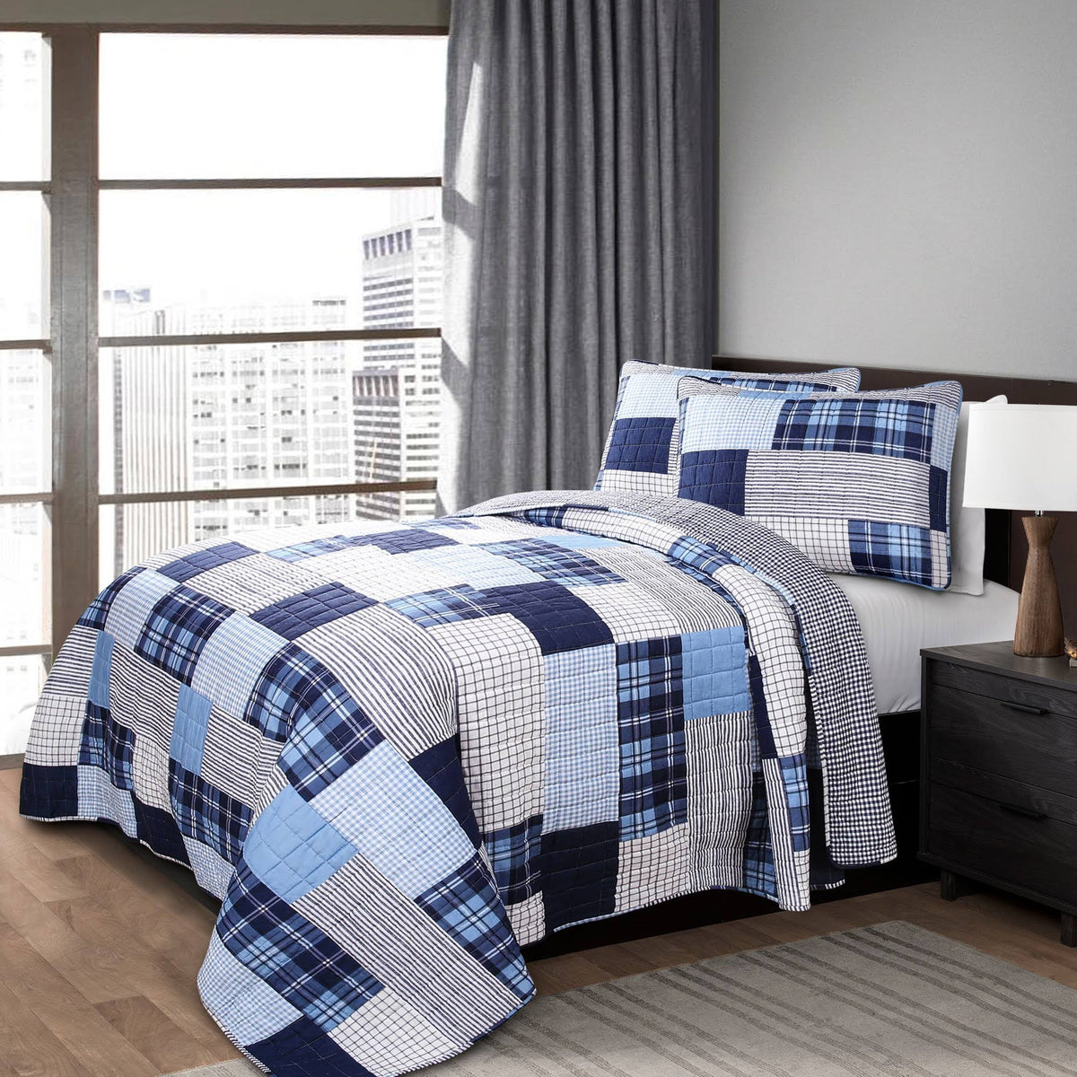 Navy King Quilt Set F158