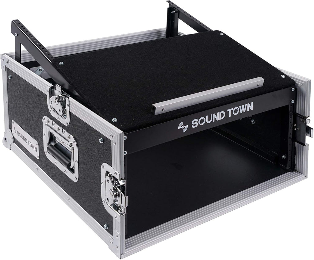 4U PA DJ Rack Road Case with 11U Slant Mixer Top, 20’’ Rackable Depth, 4-Space Size Y662451
