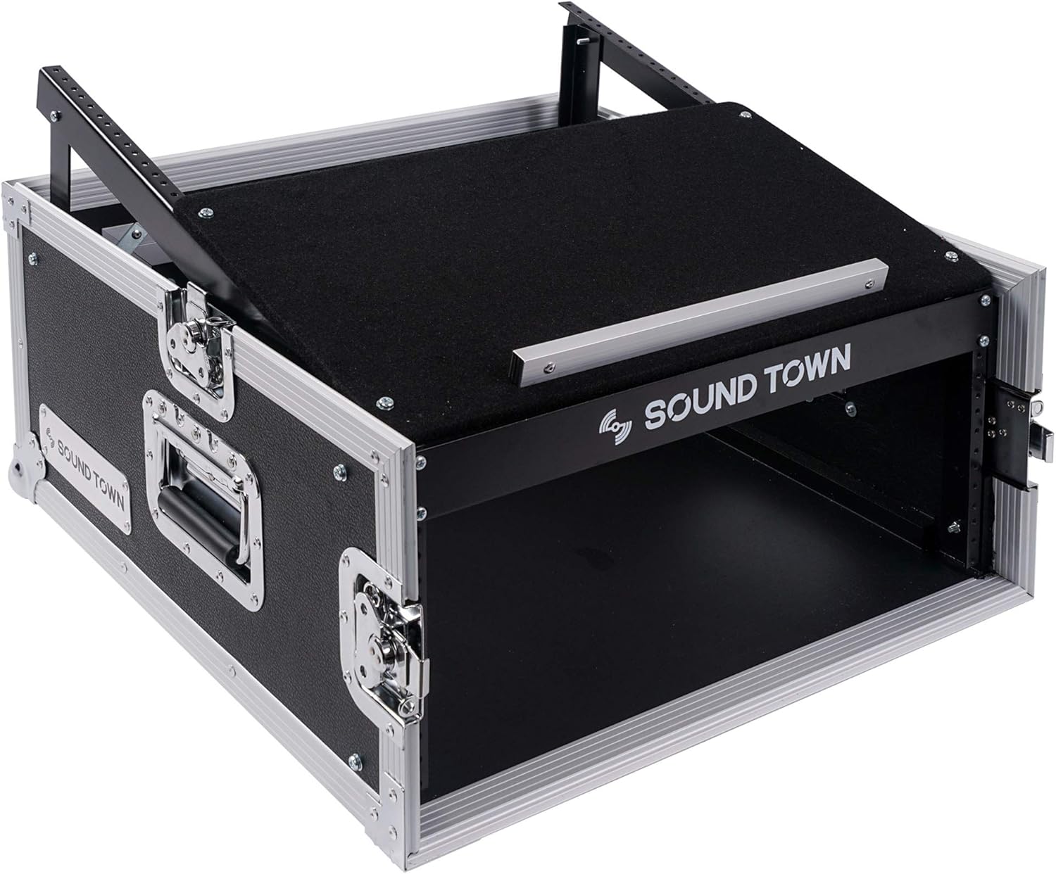 4U PA DJ Rack Road Case with 11U Slant Mixer Top, 20’’ Rackable Depth, 4-Space Size Y662451