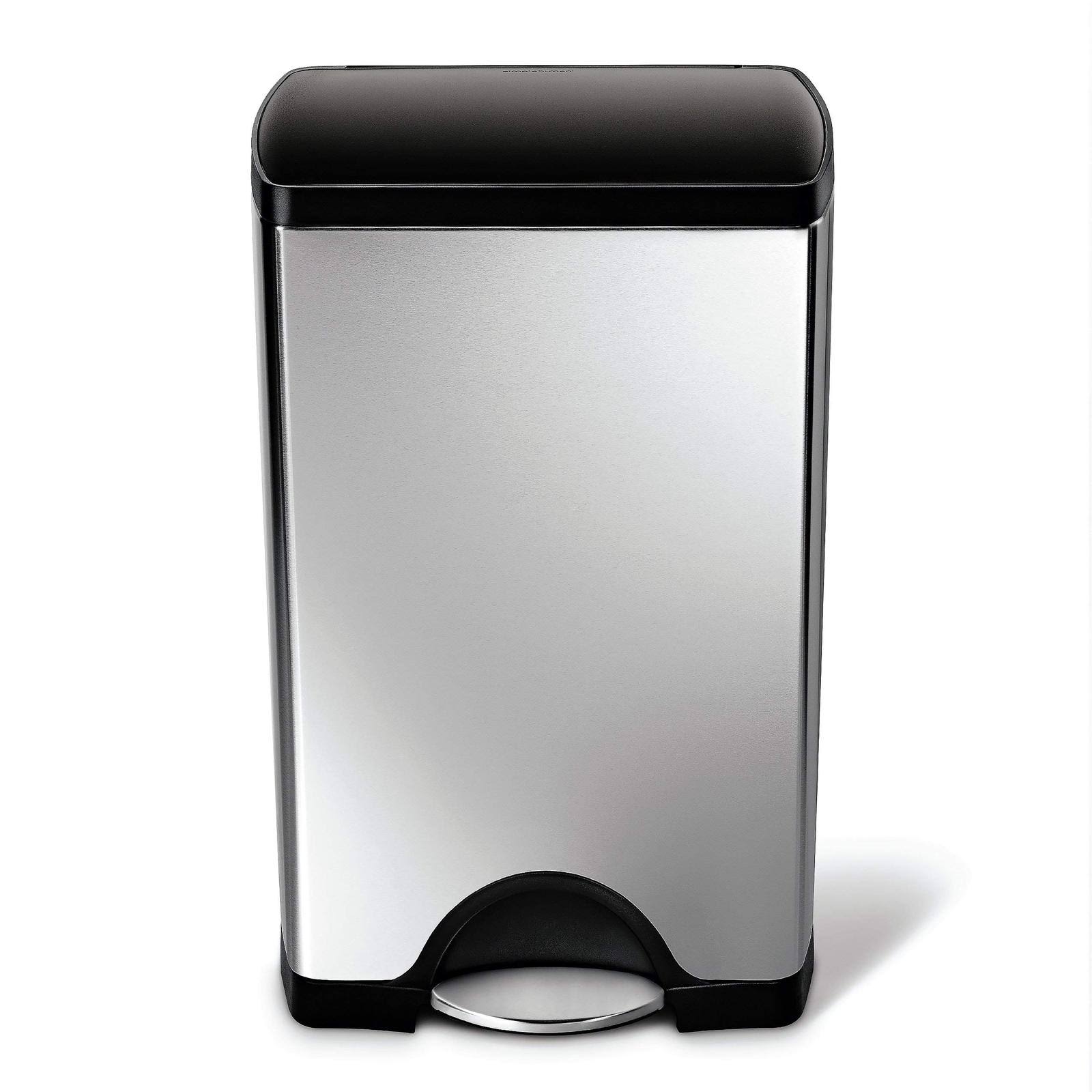 Stainless Steel Rectangular Step Trash Can, 38 L F815189