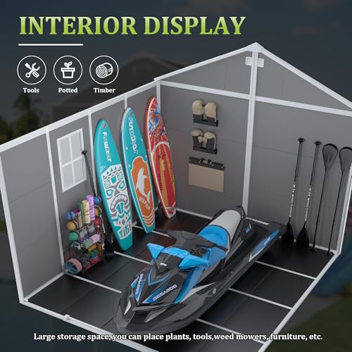 Gray 8x8 FT Outdoor Resin Storage Shed B56003
