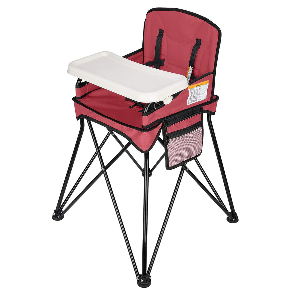Grey Foldable Travel High Chair with Removable Tray and Carry Bag O6156