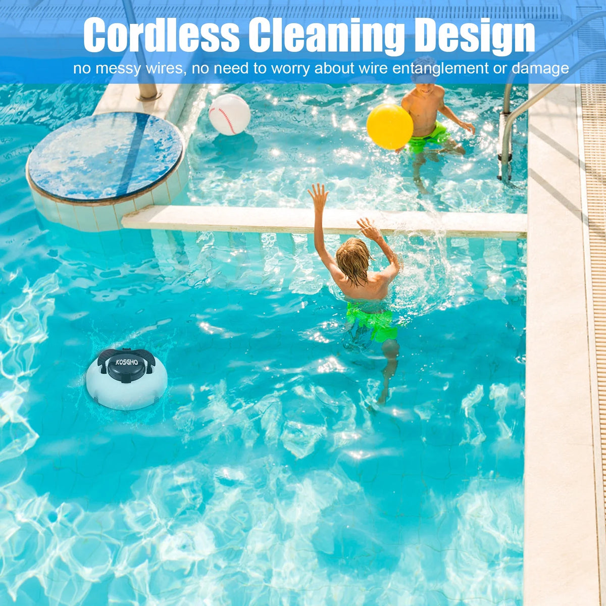 Cordless Robotic Pool Cleaner with Dual-Motor J3531