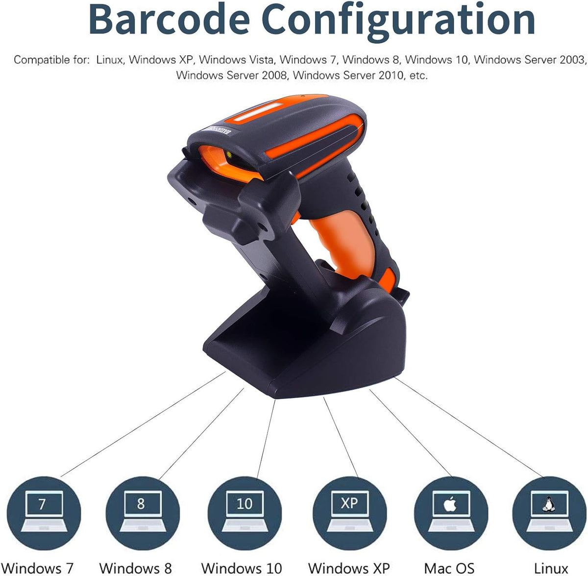Bluetooth 2D QR Barcode Scanner with Stand, Dustproof and Waterproof, Pack of 2 J88113