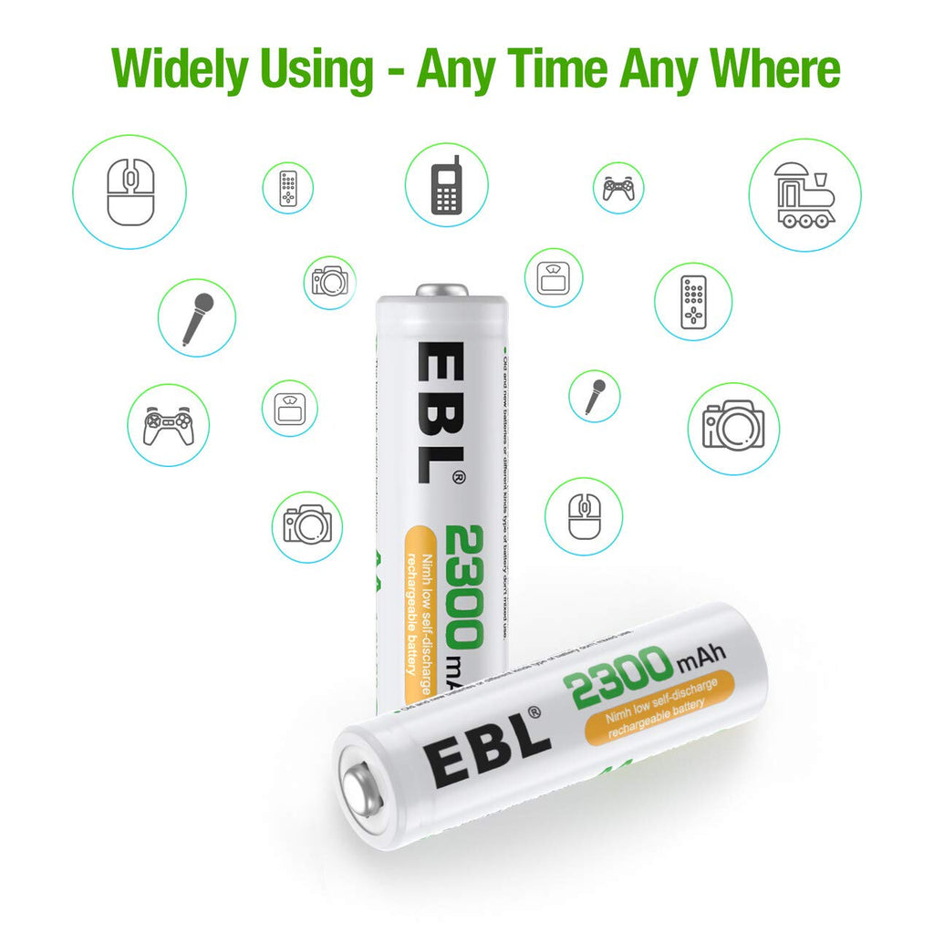 2300mAh NiMH Rechargeable AA Batteries, Pack of 12 V62675