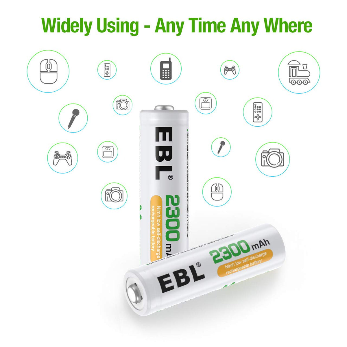 2300mAh NiMH Rechargeable AA Batteries, Pack of 12 V62675