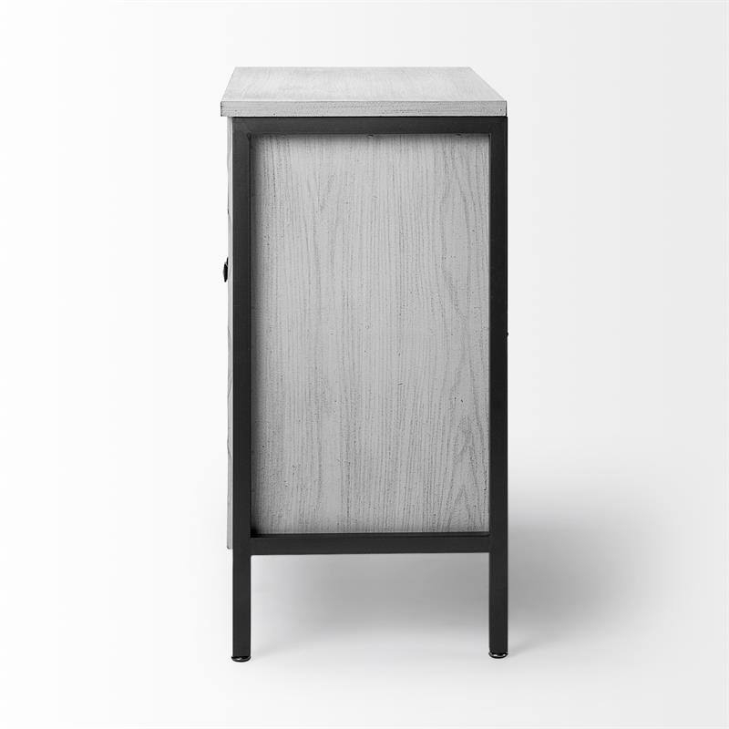 White Wood and Iron 2 Door Cabinet H458091