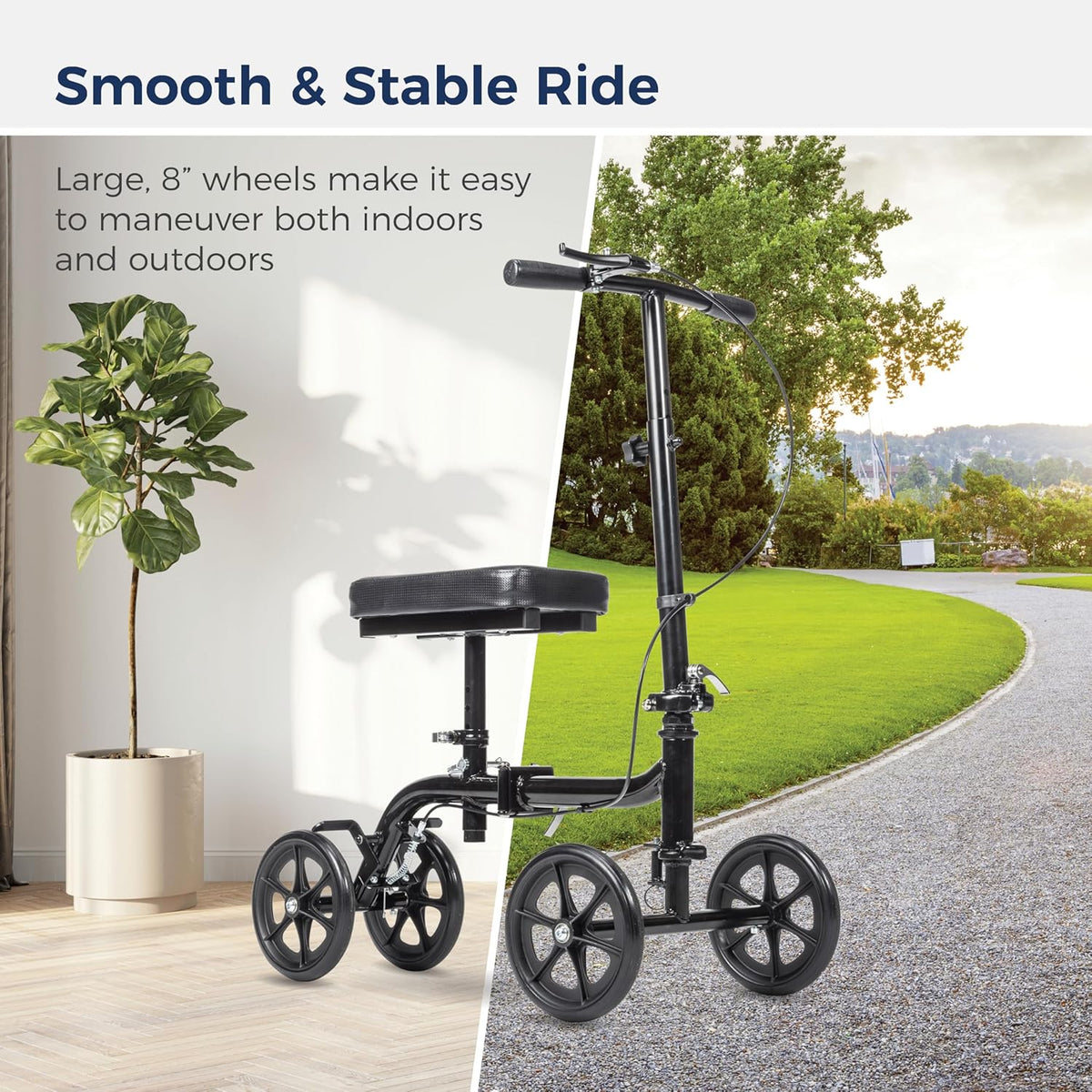Black Steerable Folding Knee Scooter O670