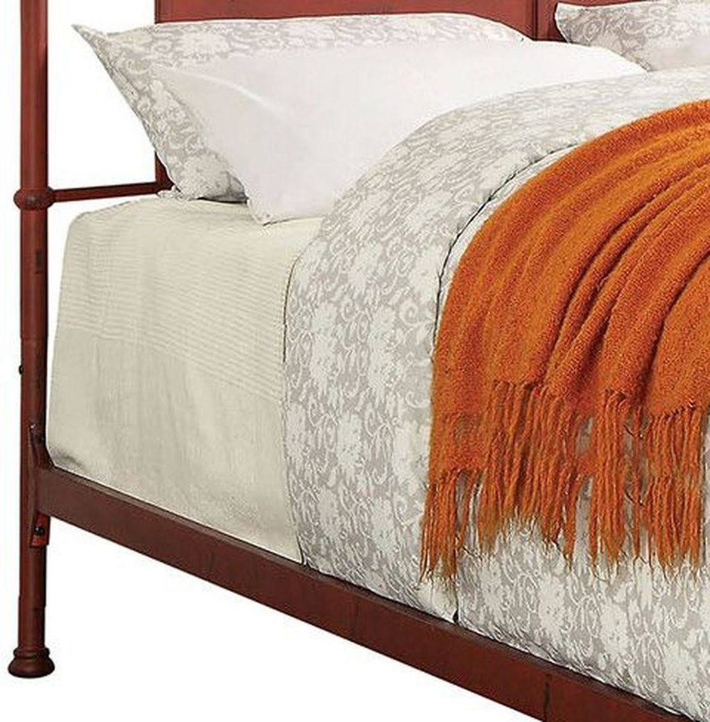 Distressed Red Cal King Bed K6459