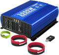 3000W Pure Sine Wave Power Inverter 12V DC to 110V AC Car Inverter with Bluetooth 4 AC Outlets 2 USB Ports E7407