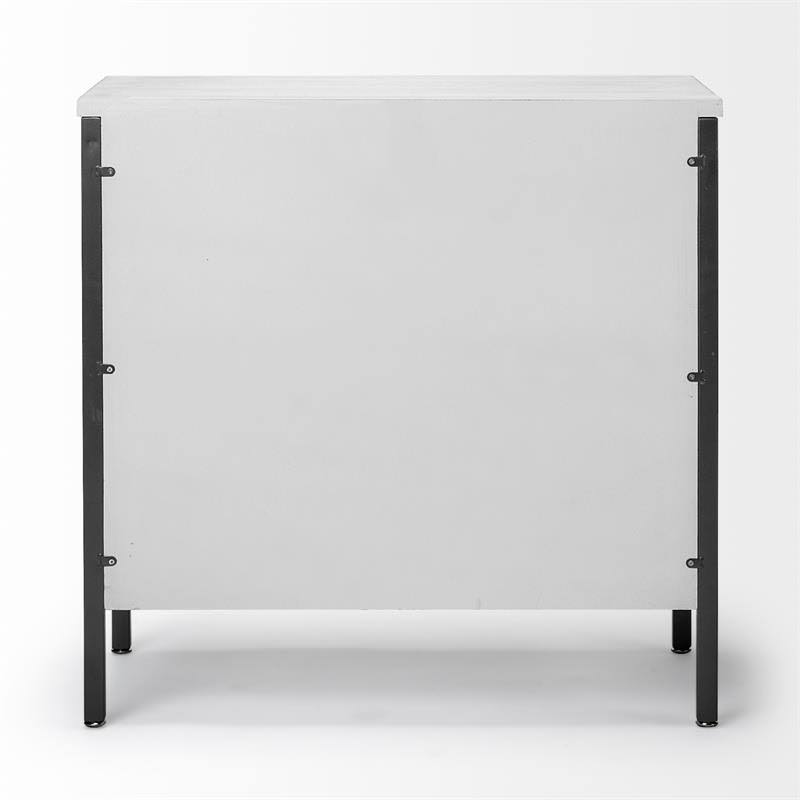 White Wood and Iron 2 Door Cabinet H458091