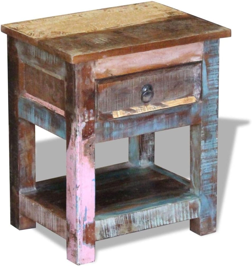 Solid Reclaimed Wood Side End Table with 1 Drawer I3203