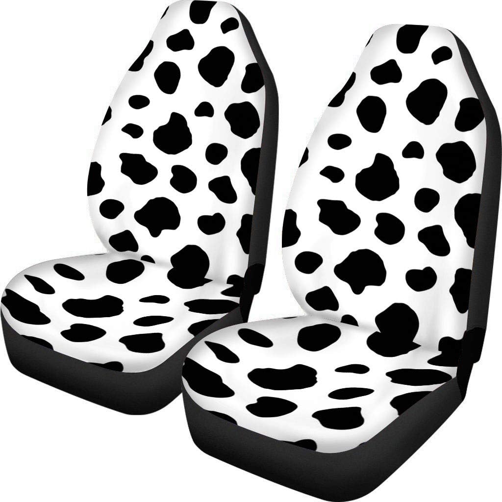 Set of 2 Brown Cow Fur Print Car Seat Covers V41720