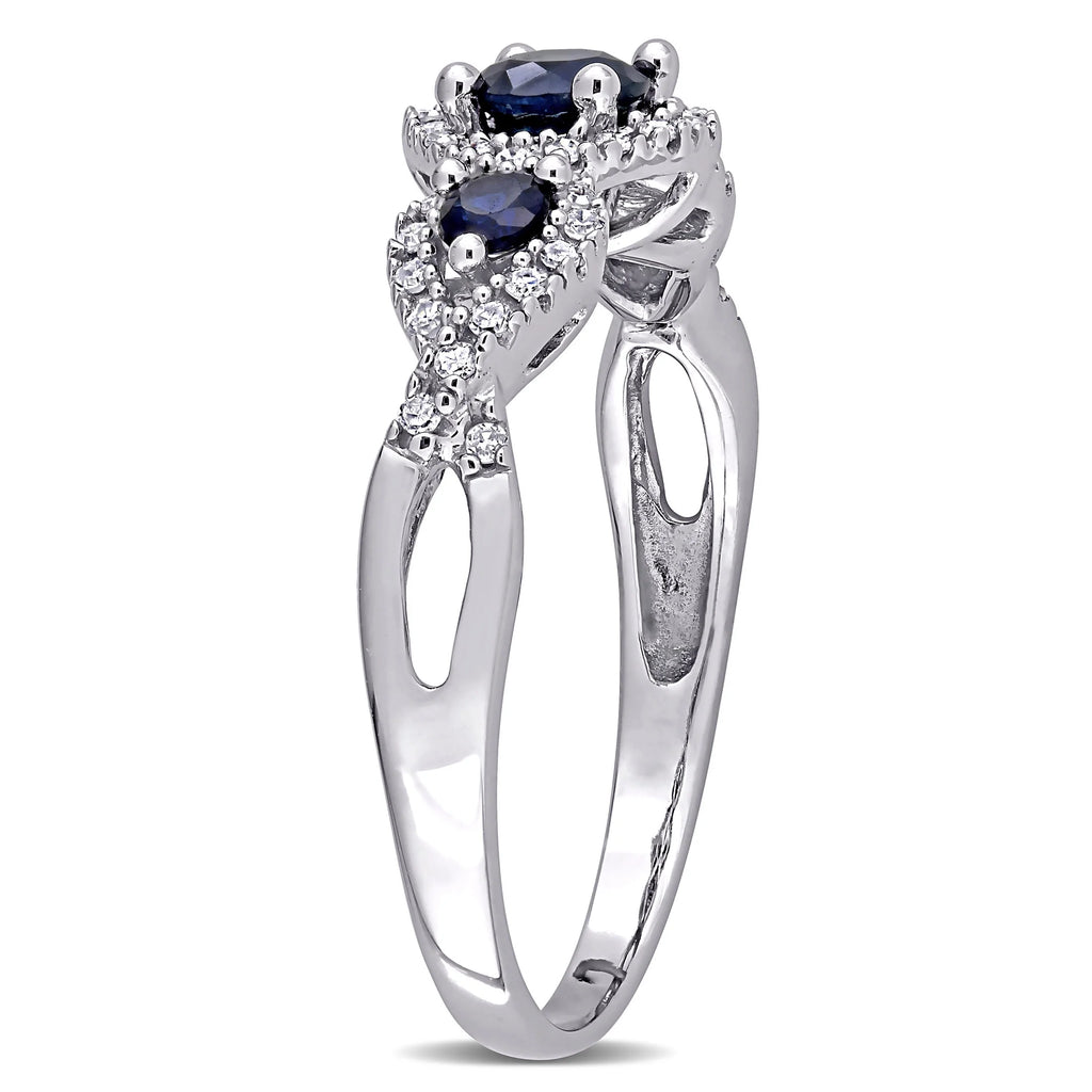 10k White Gold Sapphire Diamond Engagement Ring C585